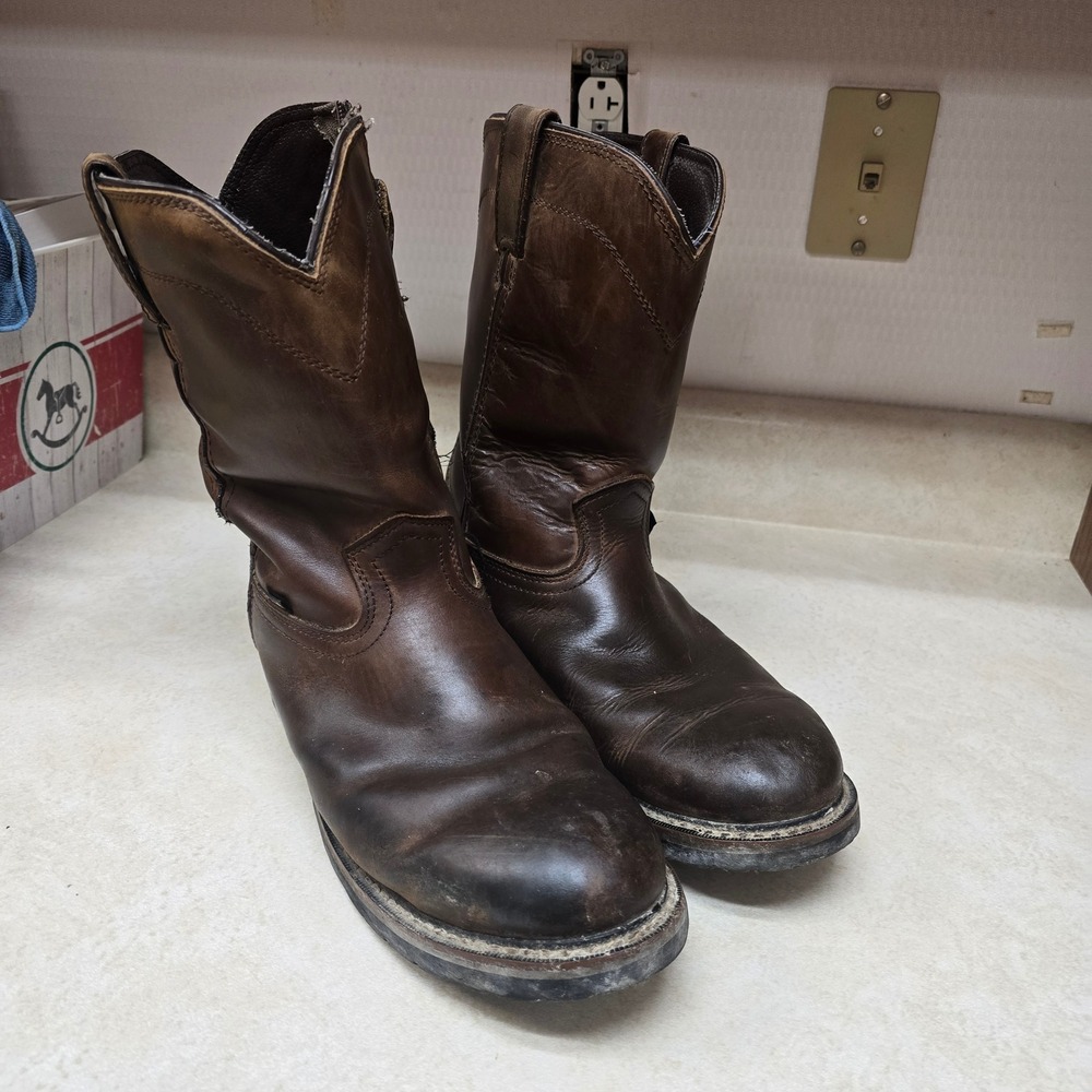 Justin Mens WK4960‎ Waterproof Work Boots Brown Leather Side Zip ASTM EH 11.5 EE